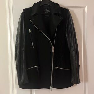 Allsaints Cho Biker Jacket. Leather and wool. Size 8.